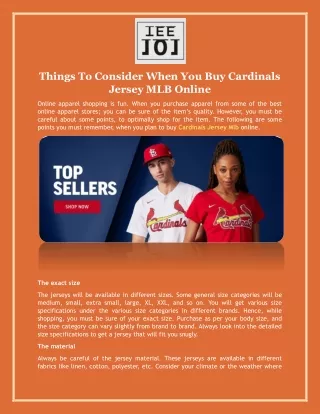 Things to Consider When You Buy Cardinals Jersey MLB Online