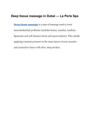 Deep tissue massage in Dubai — La Perla Spa