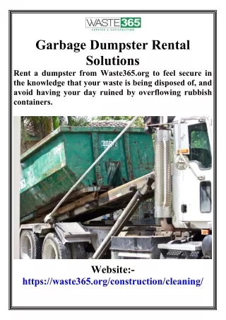Garbage Dumpster Rental Solutions