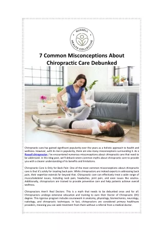 7 Common Misconceptions About Chiropractic Care Debunked