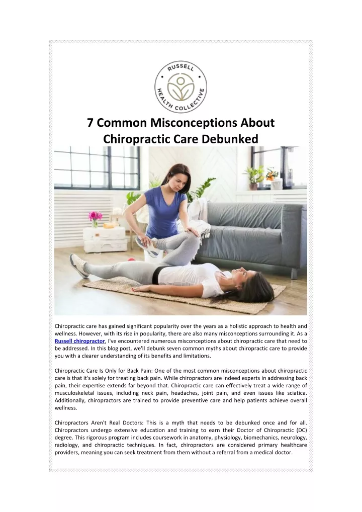 7 common misconceptions about chiropractic care