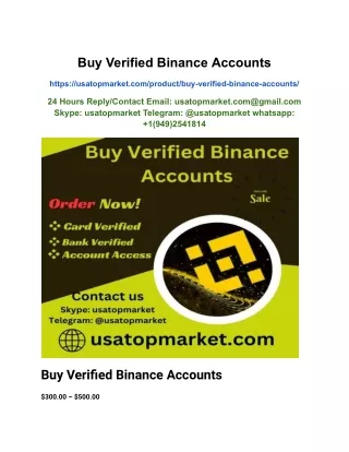 Buy Verified Binance Accounts