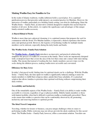 making wudhu easy for families to use