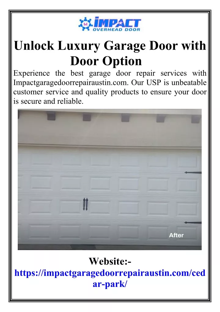 unlock luxury garage door with door option