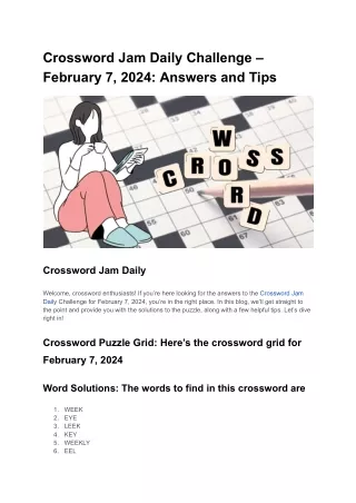 crossword jam daily challenge february 7 2024