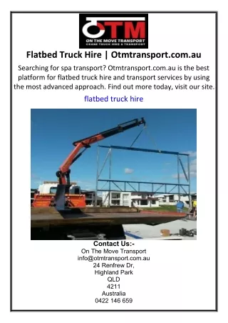 Flatbed Truck Hire  Otmtransport.com.au