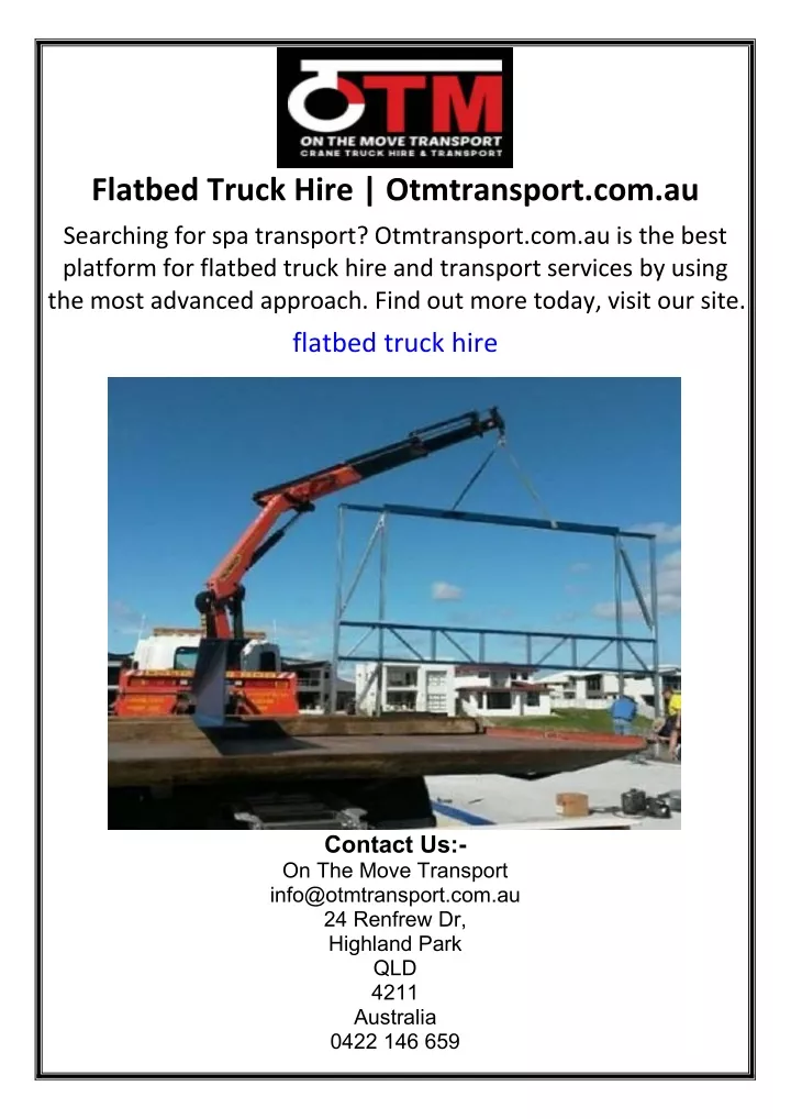 flatbed truck hire otmtransport com au