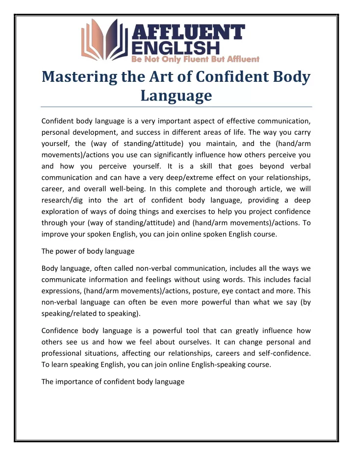 mastering the art of confident body language