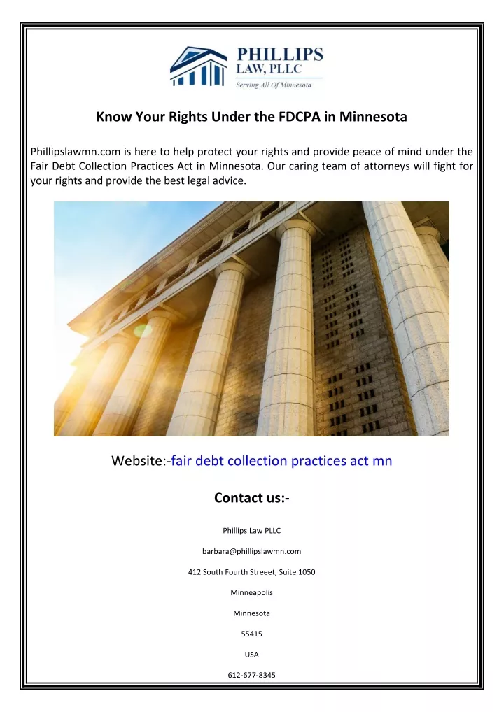 know your rights under the fdcpa in minnesota