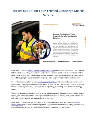 Secure Coquitlam Your Trusted Concierge Guards Service