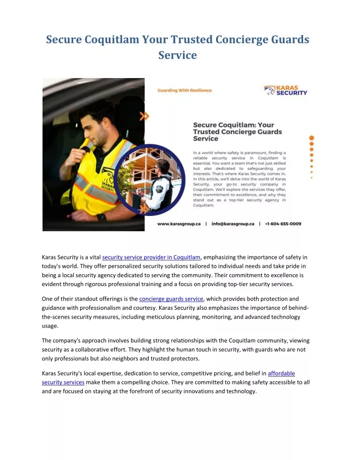 secure coquitlam your trusted concierge guards