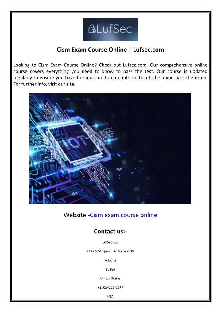 cism exam course online lufsec com