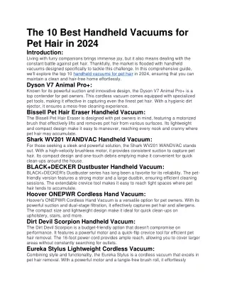 The 10 Best Handheld Vacuums for Pet Hair in 2024