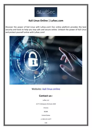 Kali Linux Online  Lufsec.com