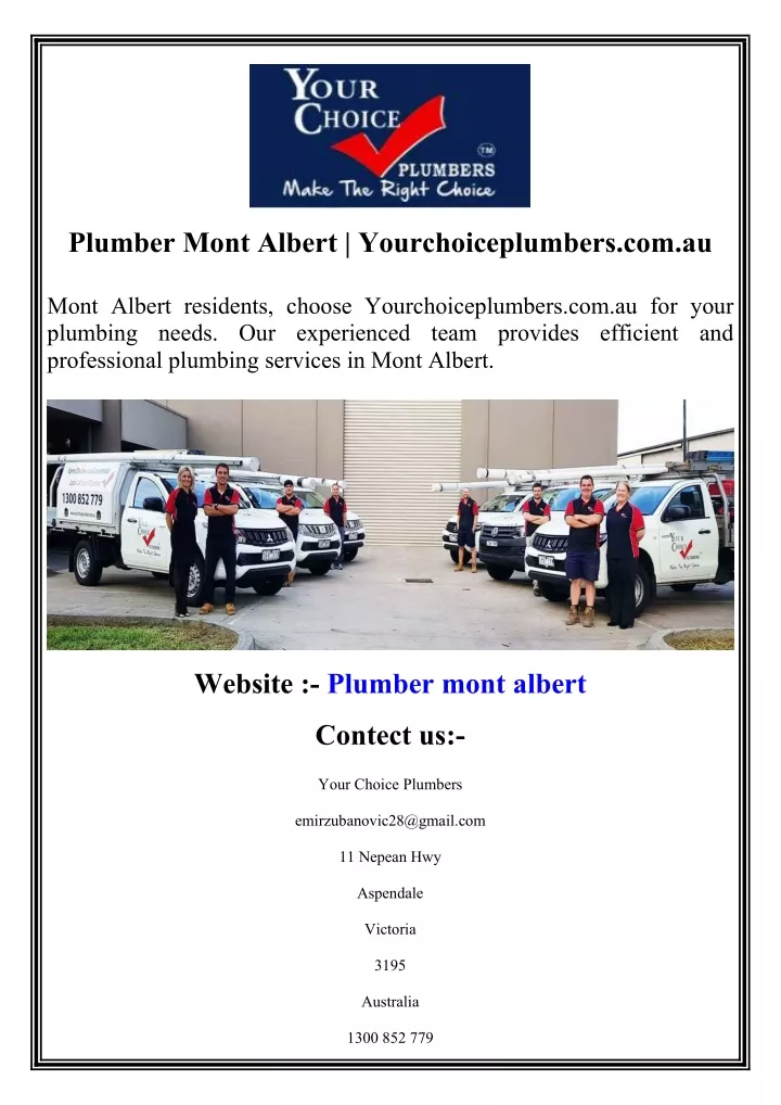 plumber mont albert yourchoiceplumbers com au