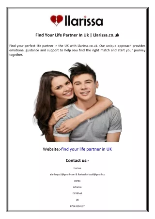 Find Your Life Partner In Uk  Llarissa.co.uk