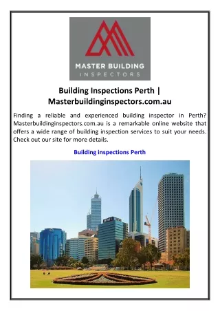 Building Inspections Perth  Masterbuildinginspectors.com.au