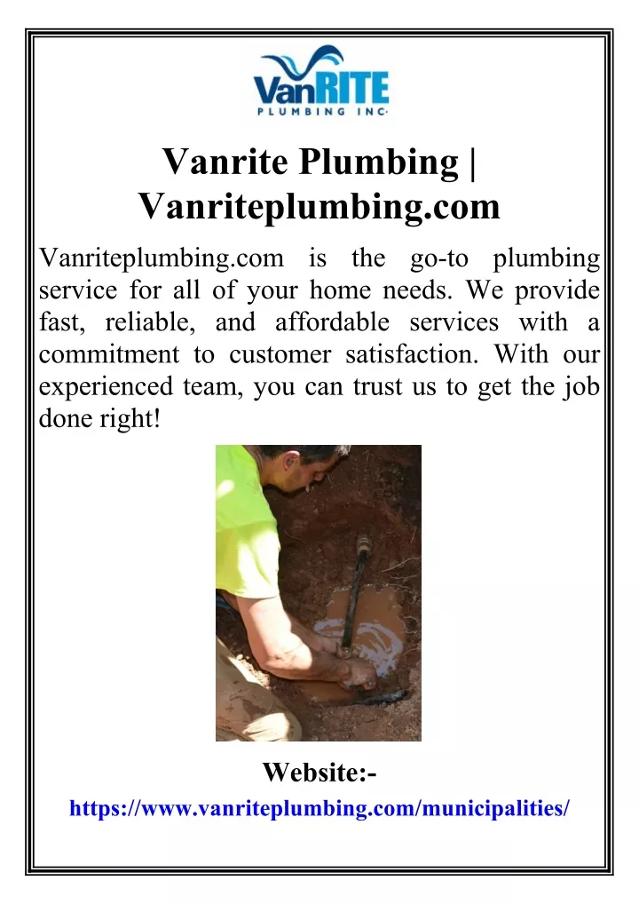 vanrite plumbing vanriteplumbing com