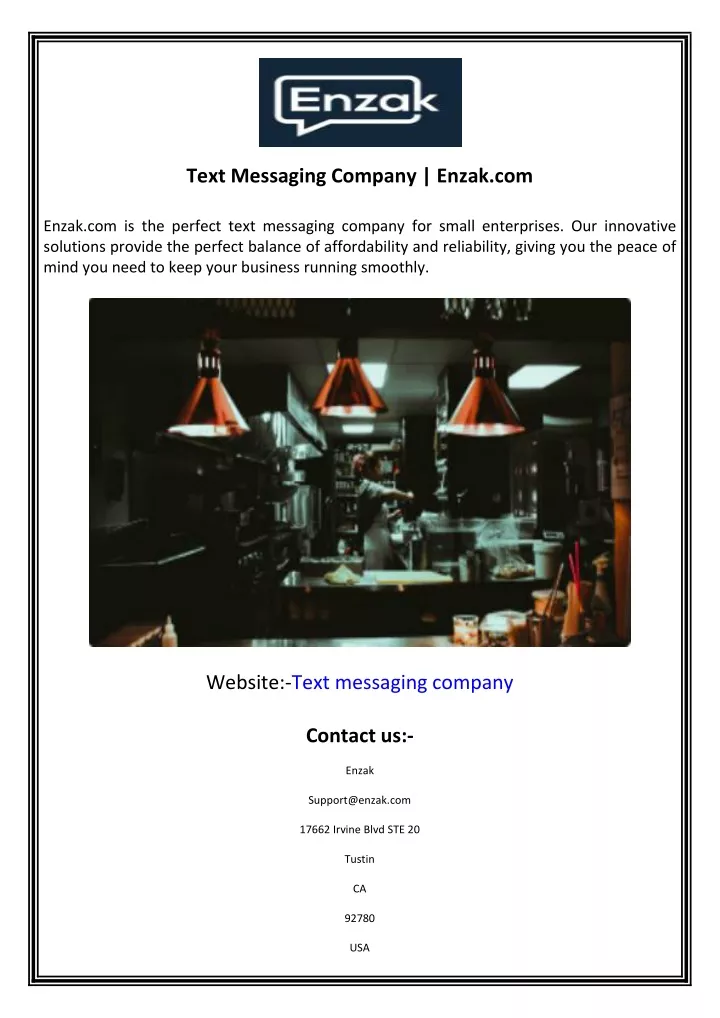 text messaging company enzak com