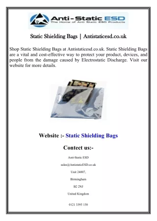 Static Shielding Bags Antistaticesd.co.uk