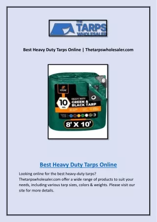 Best Heavy Duty Tarps Online | Thetarpswholesaler.com