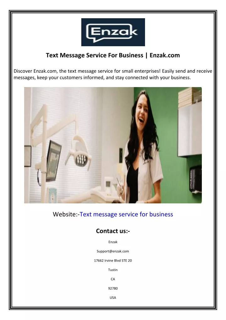 text message service for business enzak com