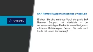 SAP Remote Support Anschluss visdel.de