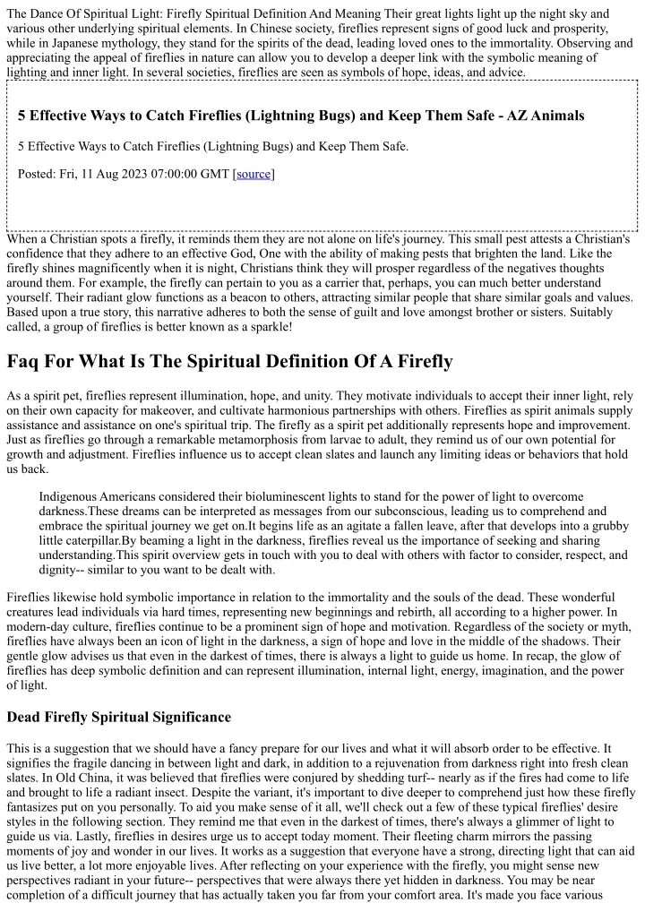 the dance of spiritual light firefly spiritual