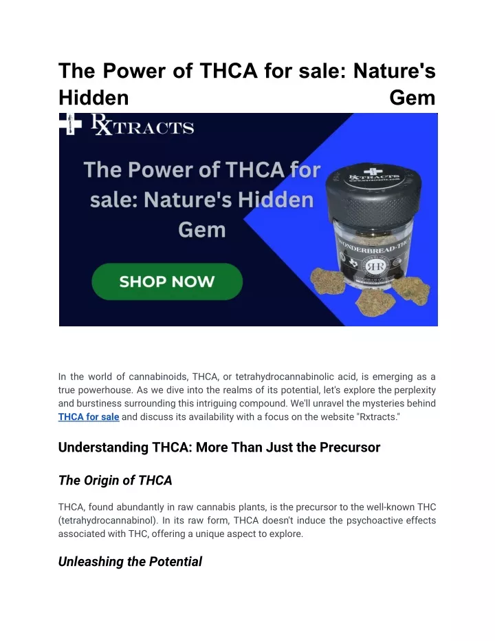 the power of thca for sale nature s hidden