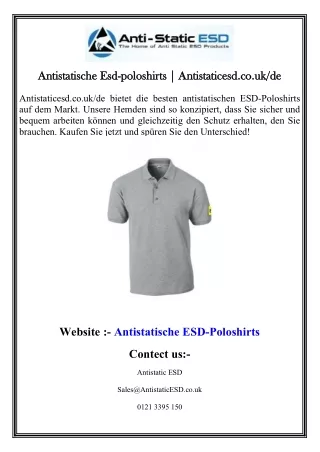 Antistatische Esd-poloshirts  Antistaticesd.co.ukde