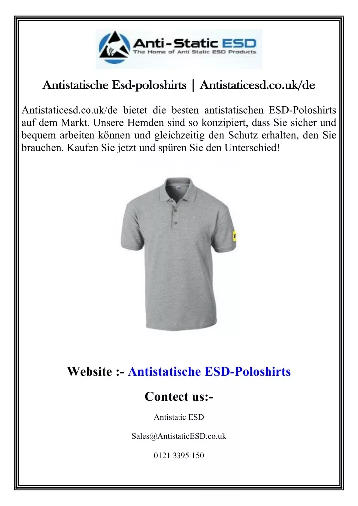 antistatische antistatische esd poloshirts