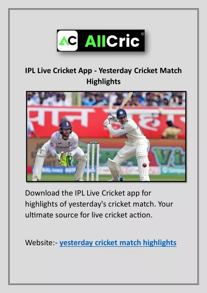 ipl live cricket app yesterday cricket match