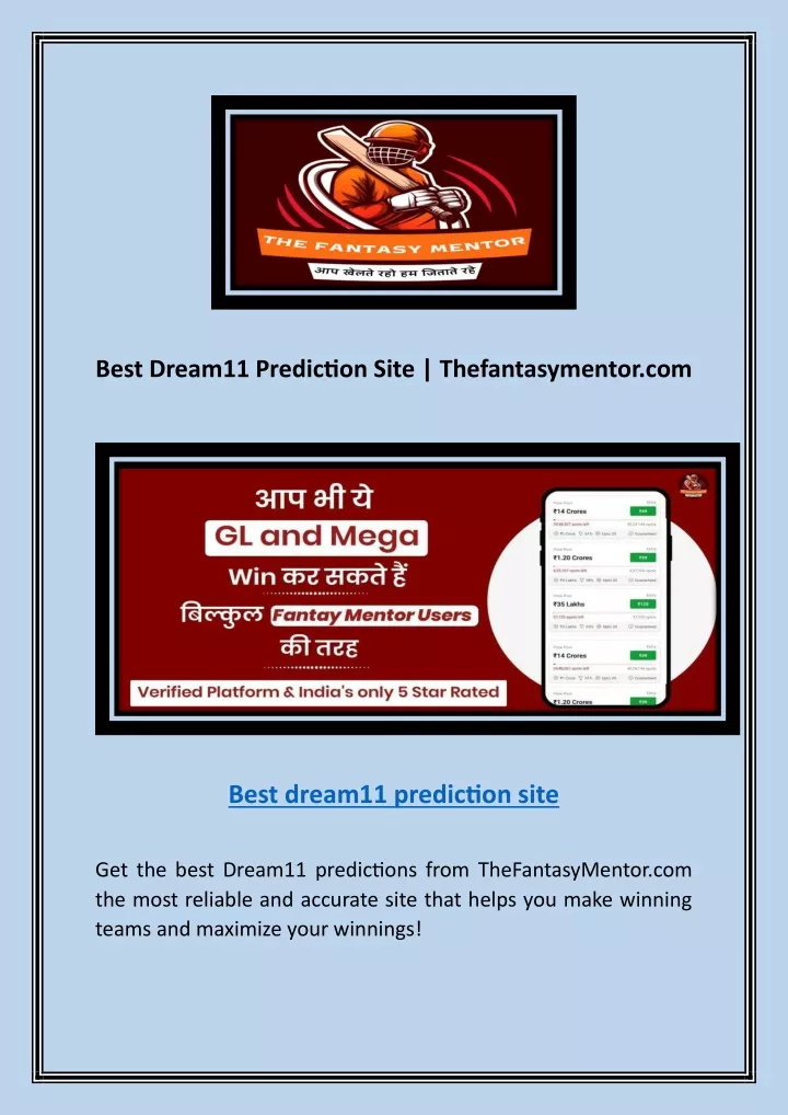 best dream11 prediction site thefantasymentor com