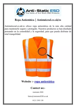 Ropa Antiestática  Antistaticesd.co.ukes