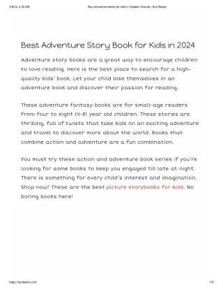 Buy Adventure books for kids in Greater Toronto _ Kurt Baksh