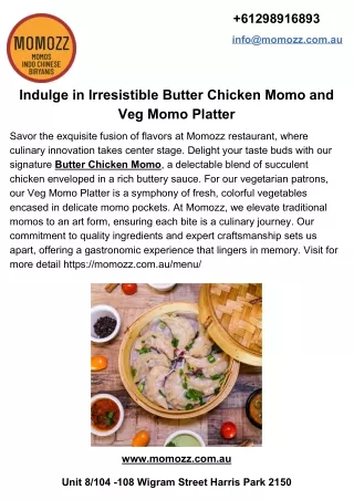 Indulge in Irresistible Butter Chicken Momo and Veg Momo Platter
