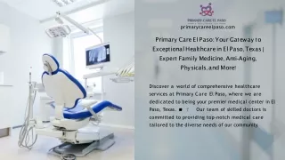 Primary Care El Paso Exceptional Healthcare in West El Paso, Texas