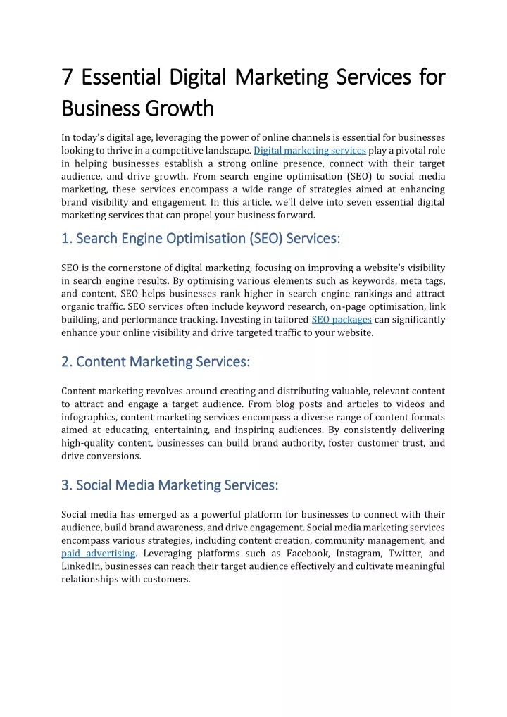 7 essential digital marketing services