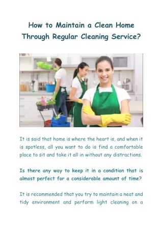 How to Maintain a Clean Home Through Regular Cleaning service_