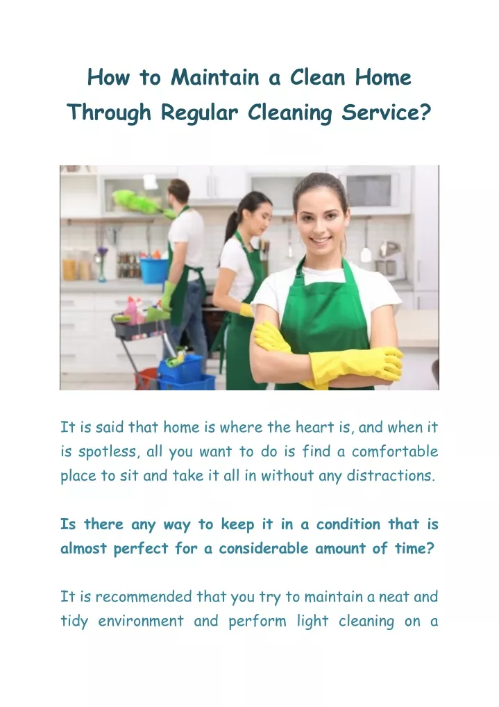 how to maintain a clean home through regular