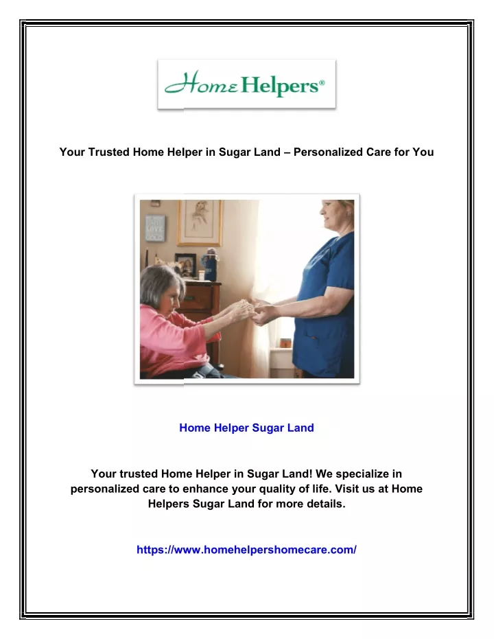 your trusted home helper in sugar land your