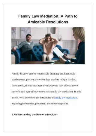 Family Law Mediation A Path to Amicable Resolutions