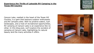 Experience the Thrills of Lakeside RV Camping in the Texas Hill Country