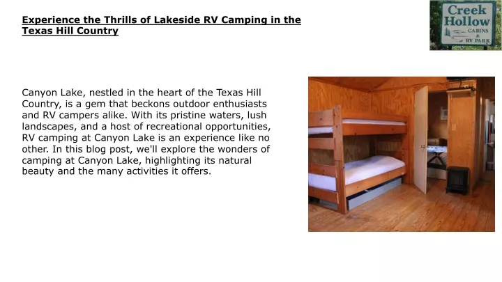 experience the thrills of lakeside rv camping