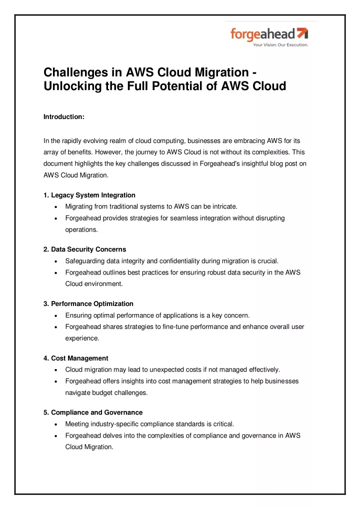 PPT - Challenges in AWS Cloud Migration - Unlocking the Full Potential ...