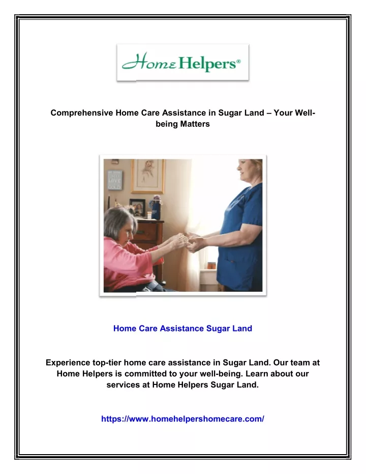 comprehensive home care assistance in sugar land