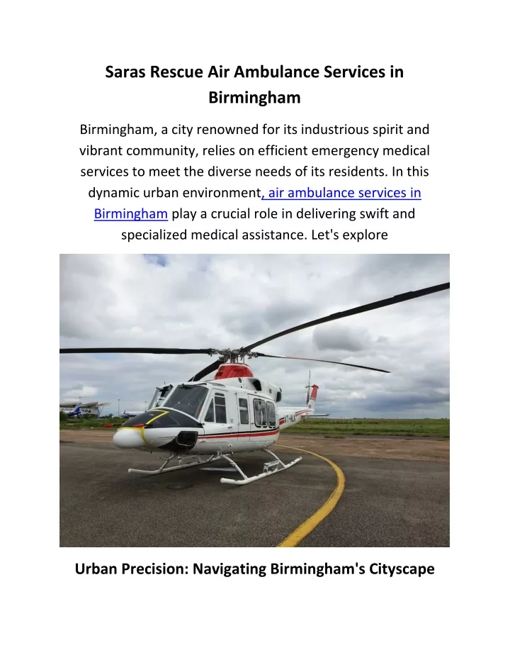 saras rescue air ambulance services in birmingham