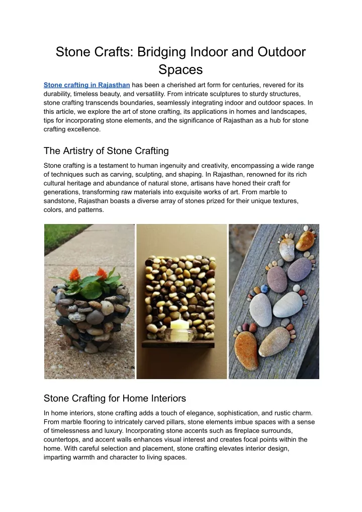 stone crafts bridging indoor and outdoor spaces