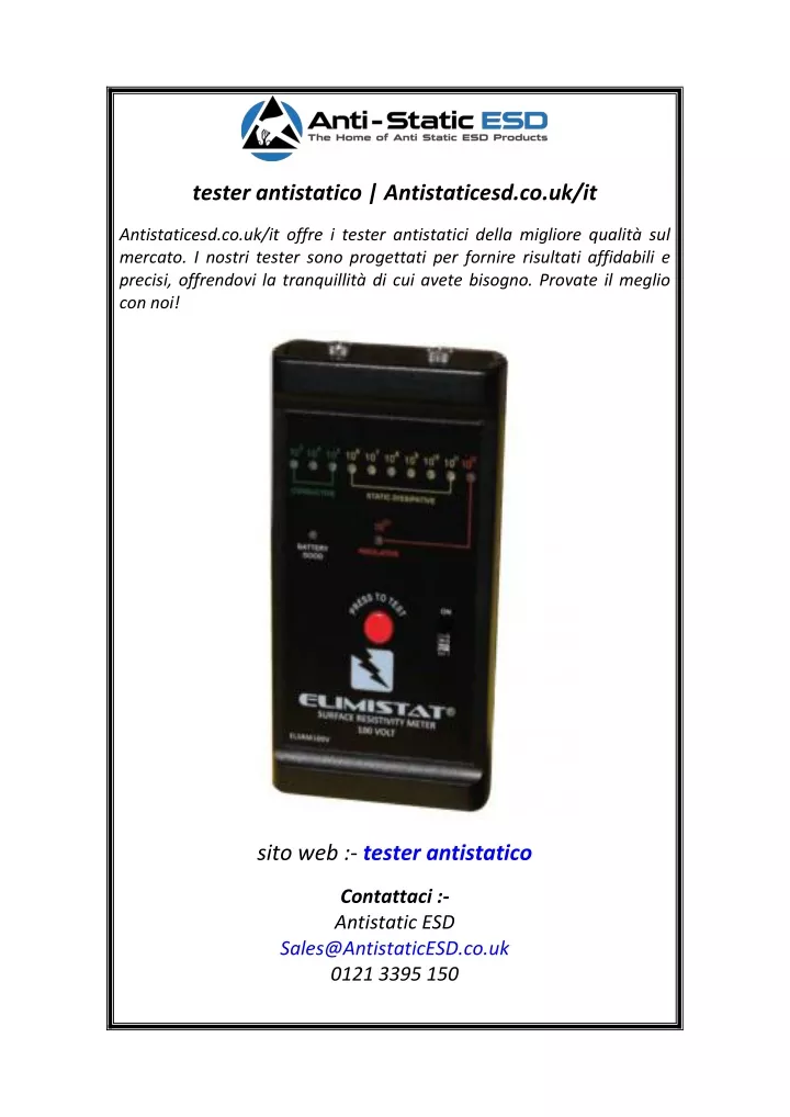 tester antistatico antistaticesd co uk it