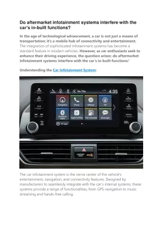 Do aftermarket infotainment systems interfere with the car (1)